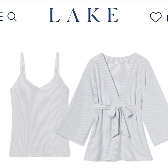 LAKE Other - LAKE pajamas Maternity DreamModal® Kimono 2-Piece Set in Fog - Sz Large - NWT